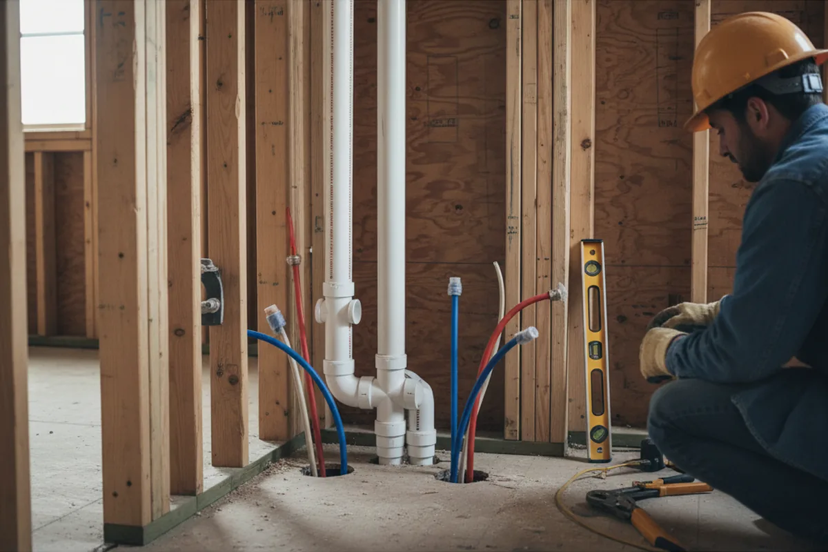 Drain and supply rough-in during Leak Detection in Ragsdale