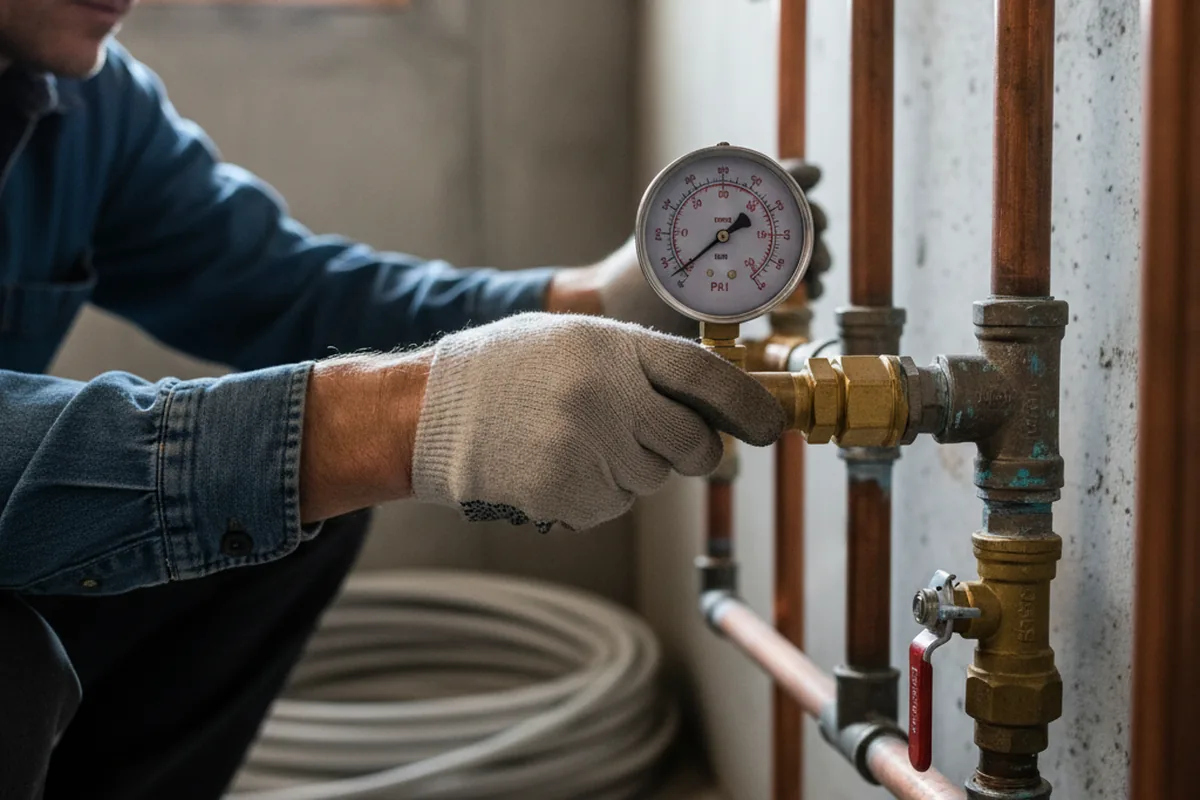 Pressure testing a repaired line during Water Line Repair in Ragsdale